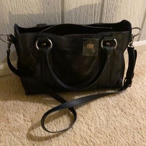 NWT Frye Melissa Leather Satchel Crossbody Black Blue Retail $388